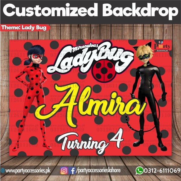 Miraculous ladybug theme customized backdrop for wall decoration