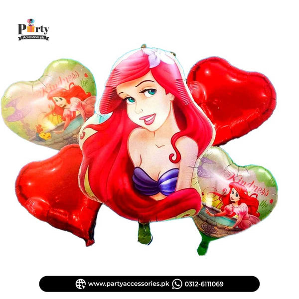 Ariel Princess Shape Exclusive Foil Balloons Set of 5 pcs for Party Decoration