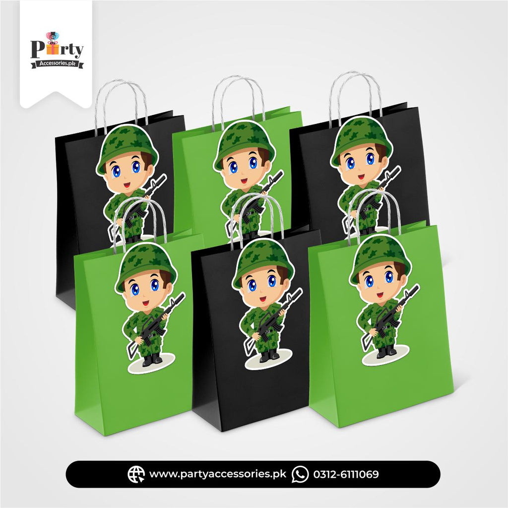 Army Soldiers Theme Birthday Goody Bags | Premium Party Favors 6 pcs Pack