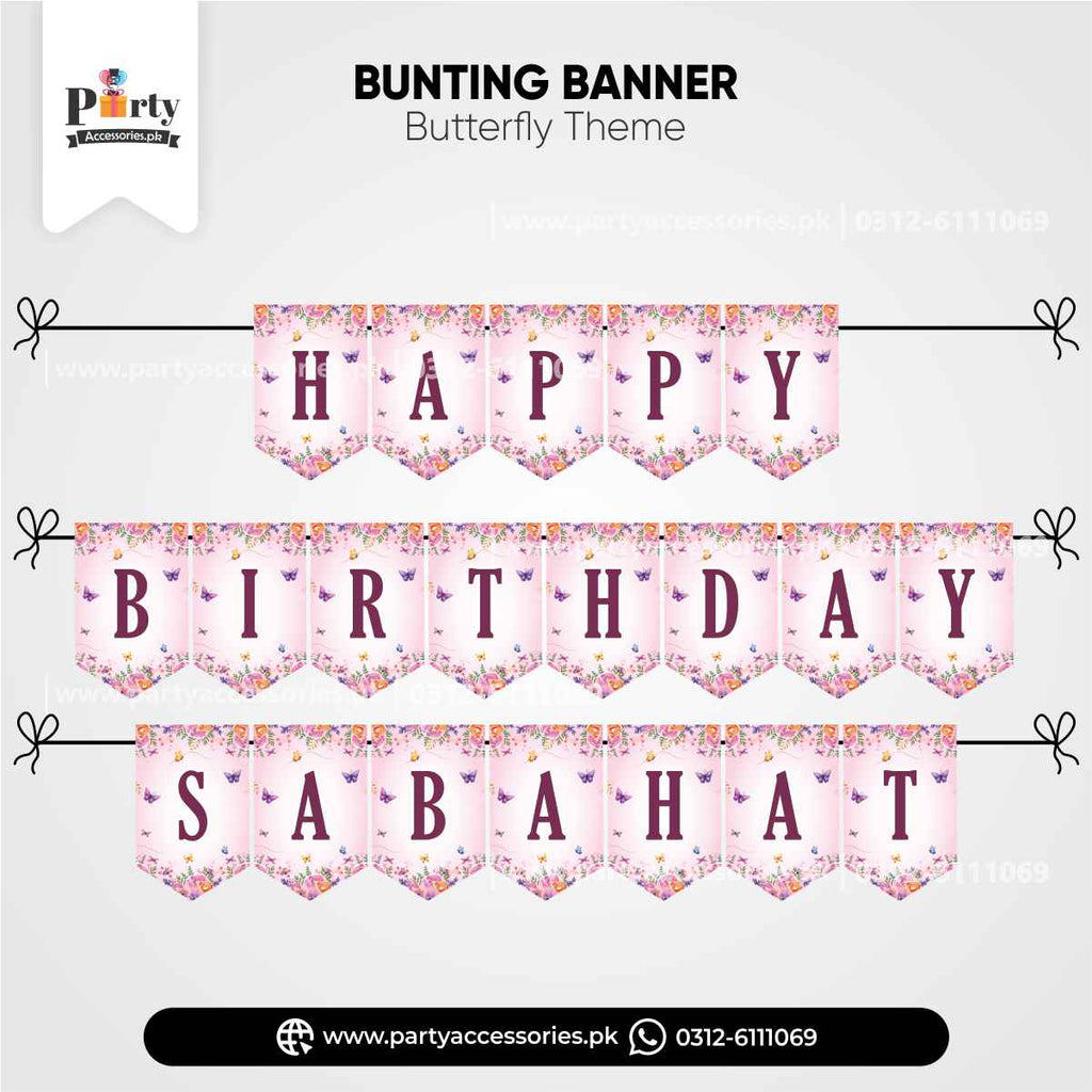 Butterfly Theme Birthday Bunting Banner