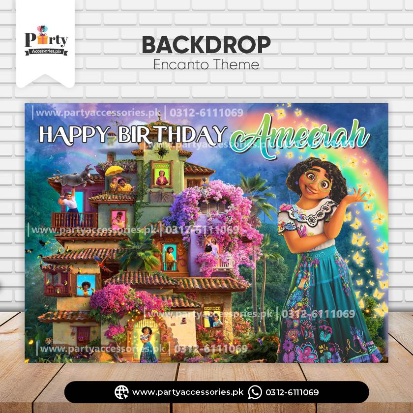 encanto theme customized birthday party backdrop 