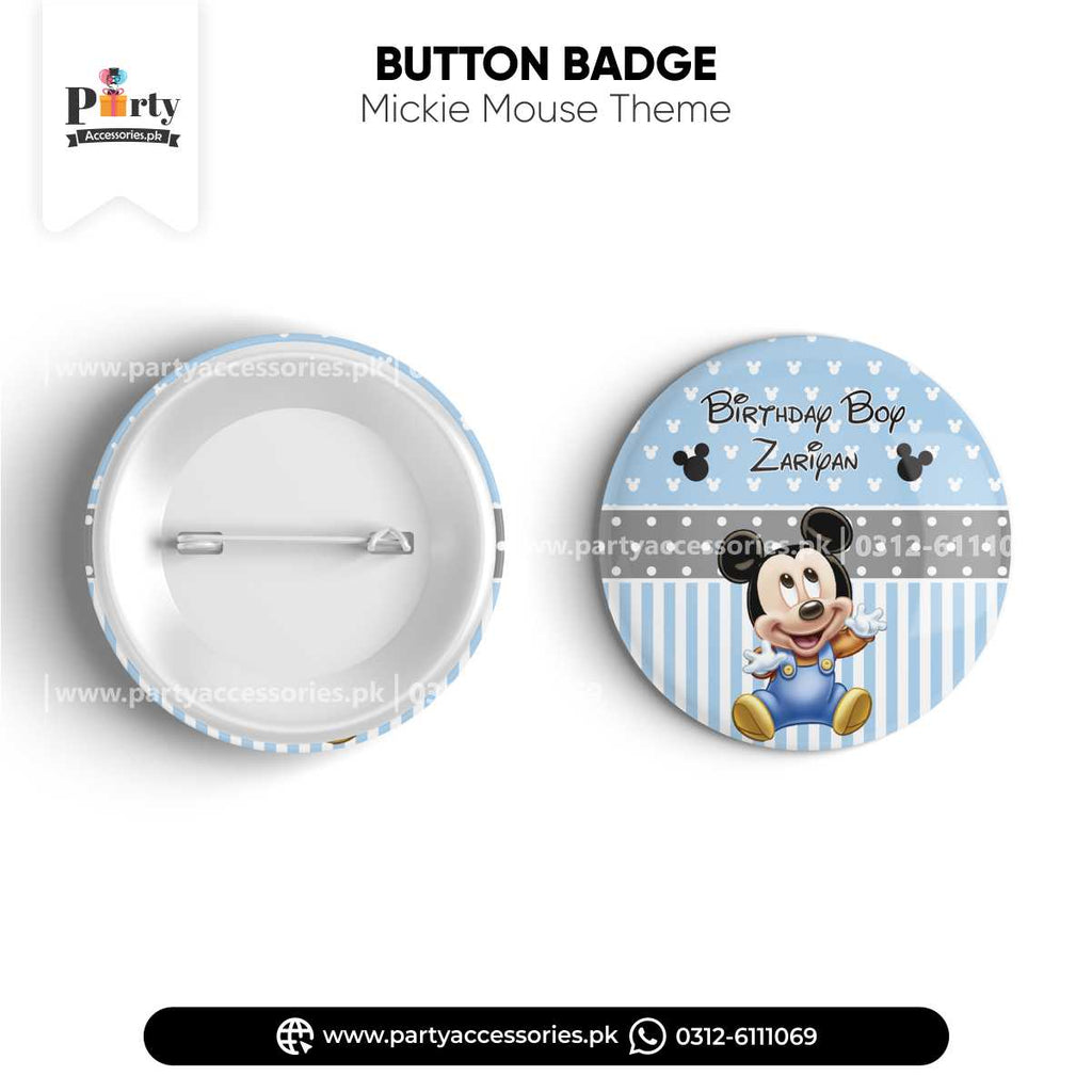 Mickey Mouse Theme Customized Button Badge for Birthday Party Celebration (Each pcs)
