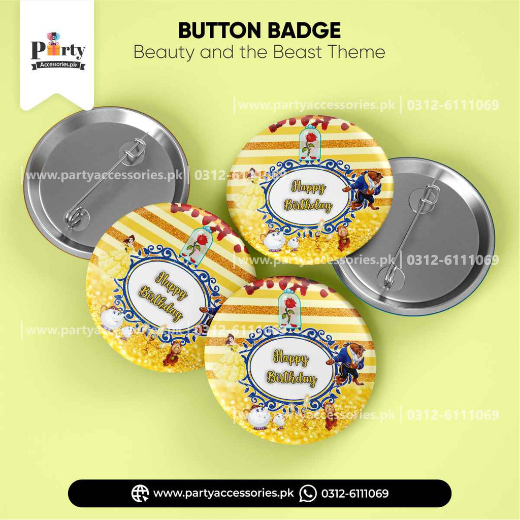 Customized Beauty and the Beast Theme Button Badges 