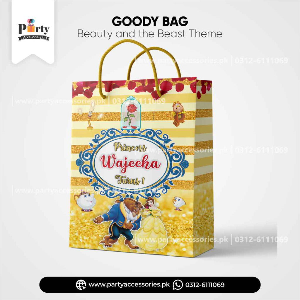 Customized Goody Bags / Favor Bags in Beauty and the Beast Theme