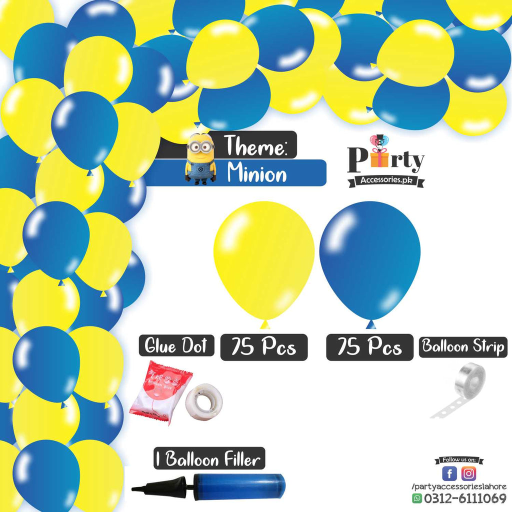 Arch Set Garland kit 150 balloons in Minion theme colors