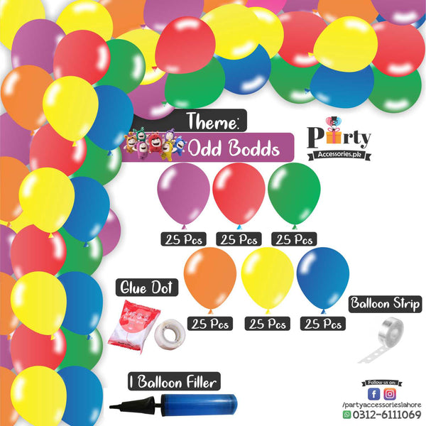 Arch Set Garland kit 150 balloons in oddbods theme colors