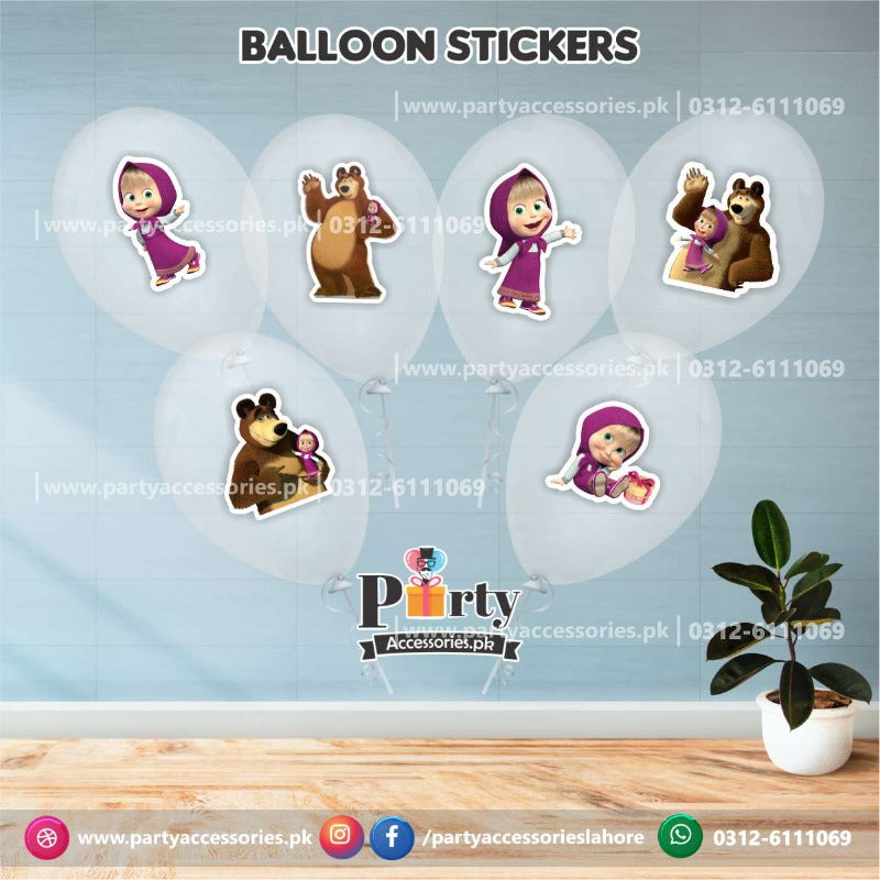MASHA AND THE BEAR THEME TRANSPARENT BALLOON STICKERS for wall arch decorations