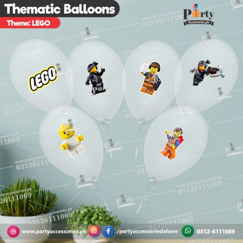 Lego theme balloons and stickers  (Pack of 6)