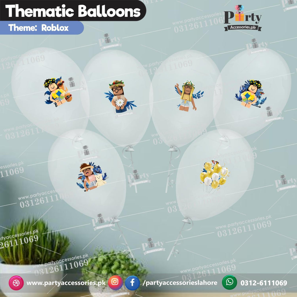 Roblox Theme Transparent Balloons with Stickers for Party Decoration (Pack of 6)
