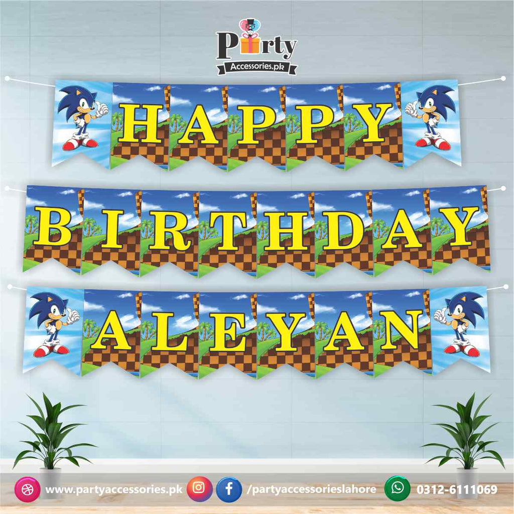 sonic theme customized wall bunting banner 