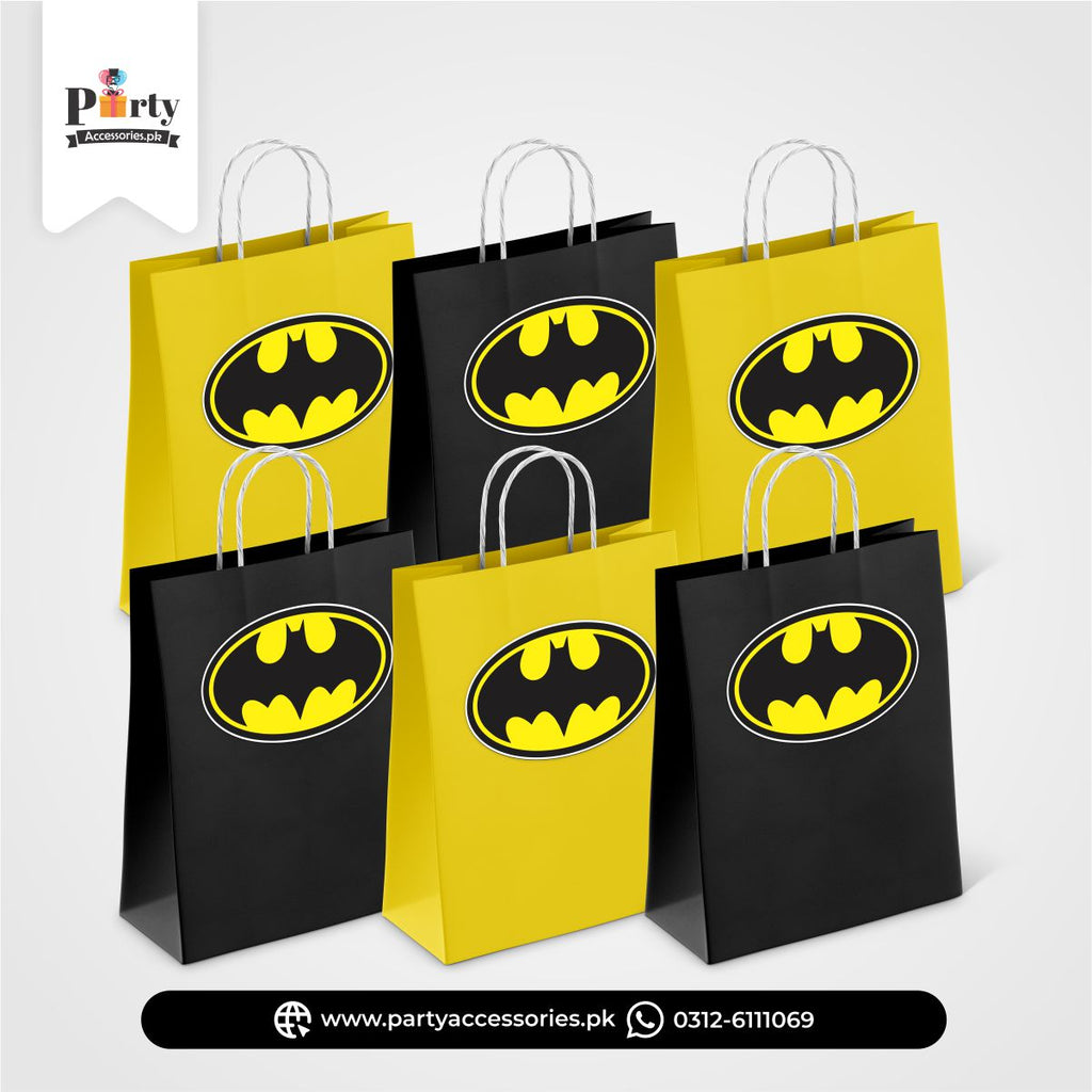 Batman Theme Cutout Goody Bags | Premium Party Favors 6 pcs Pack