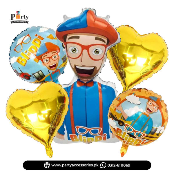 Blippi Theme Birthday Party Decoration Exclusive Foil Balloons Set 