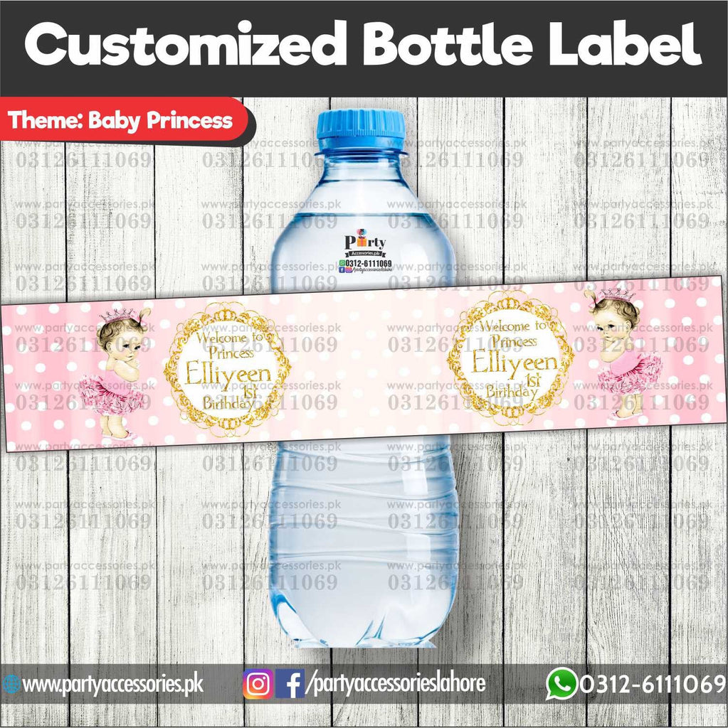customized bottle label in Disney princess theme for Birthday party Party decoration 