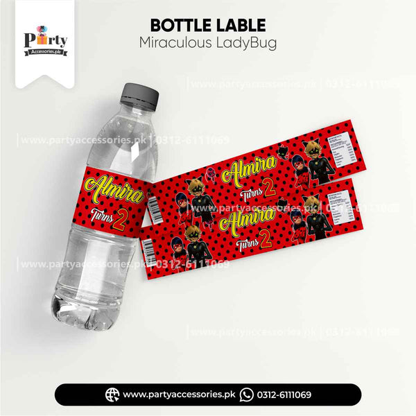 Miraculous ladybug theme customized bottle label 