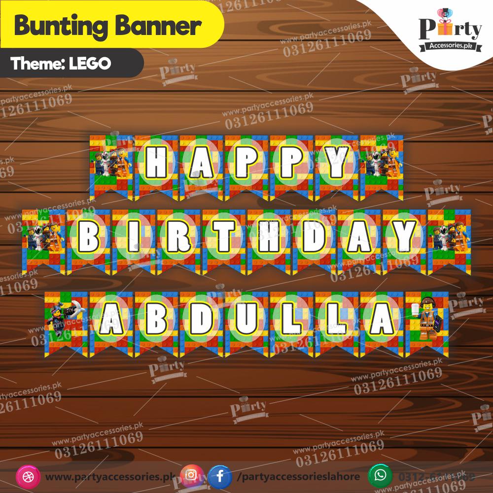 Lego theme customized bunting banner for birthday wall decoration 