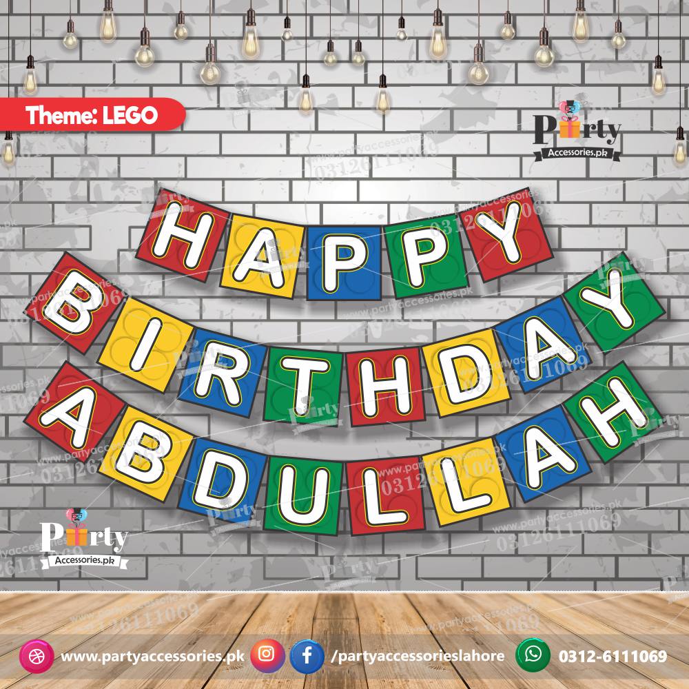 Customized Lego theme Birthday Bunting Banner