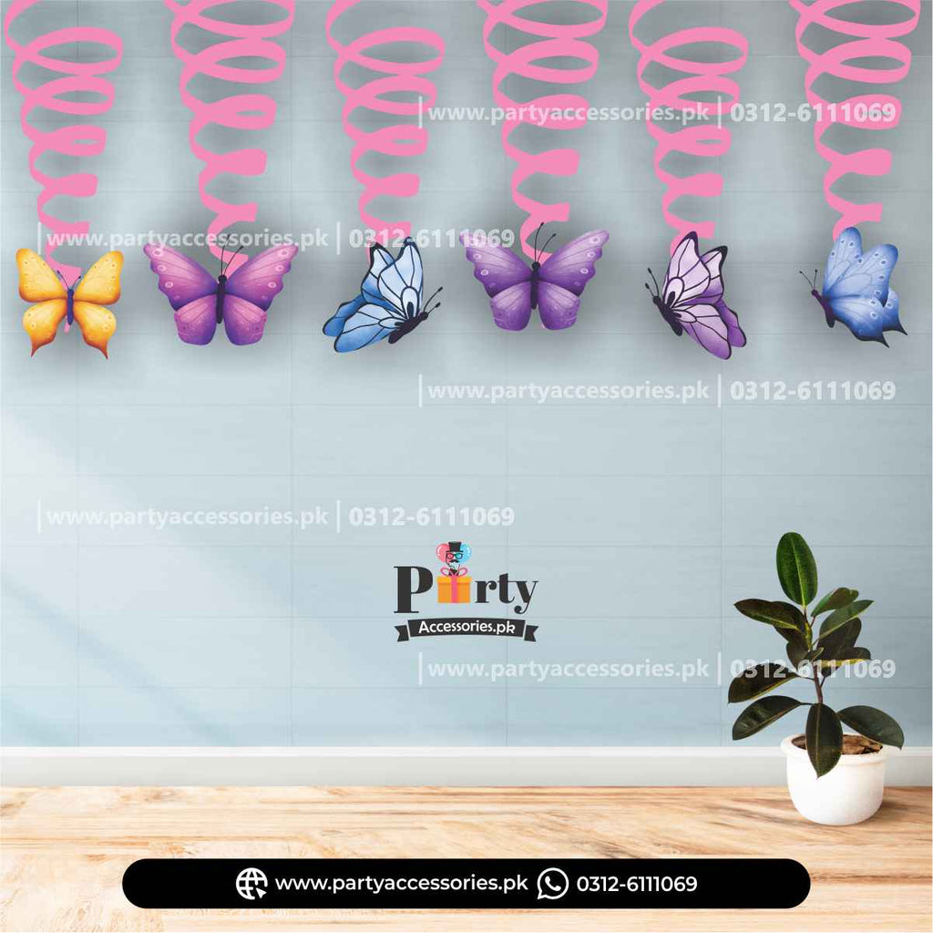 Butterfly Theme Spiral Hanging Swirls Decorations