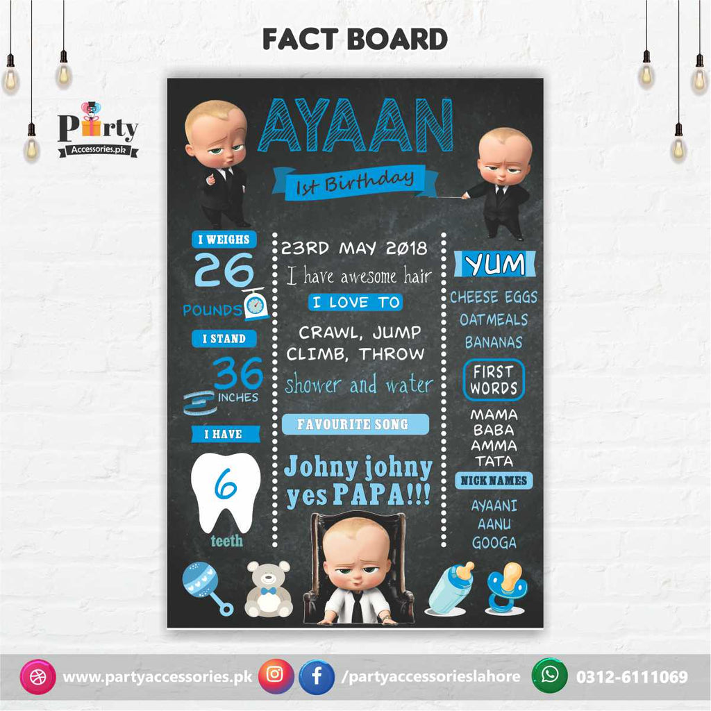BOSS BABY CUSTOMIZED FACT BOARD WALL DECORATION