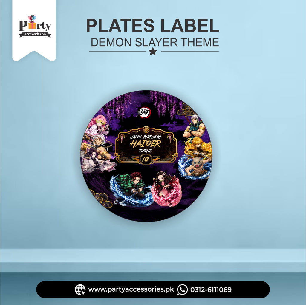 Dispossable Plates Customized Labels in Demon Slayer
