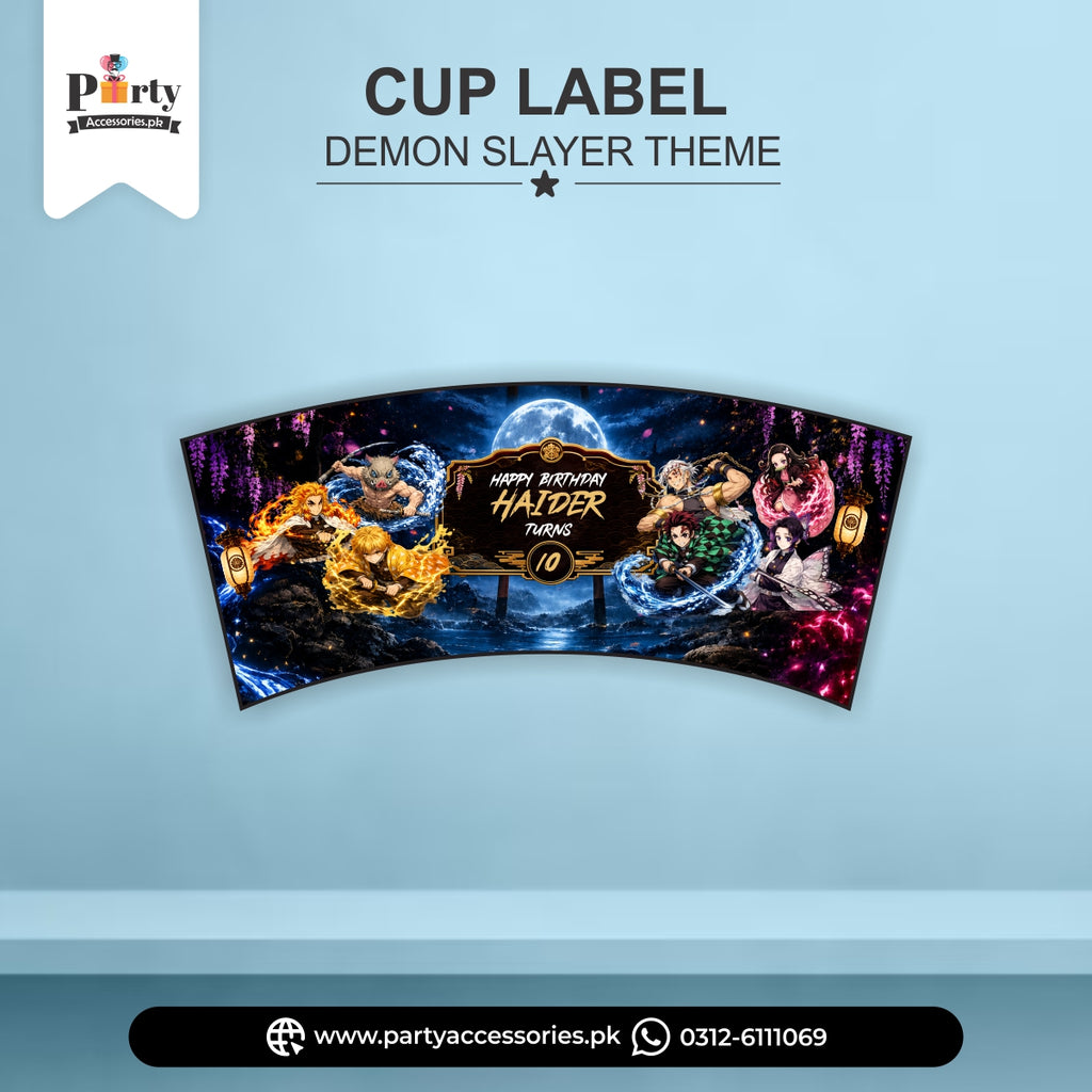 Demon Slayer Theme Disposable Cups Lables 