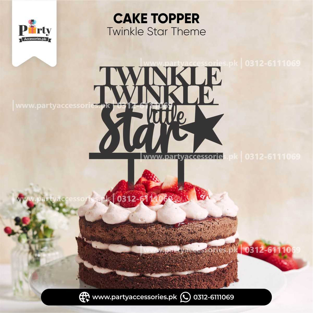 Twinkle Star Theme Wooden Cake Topper