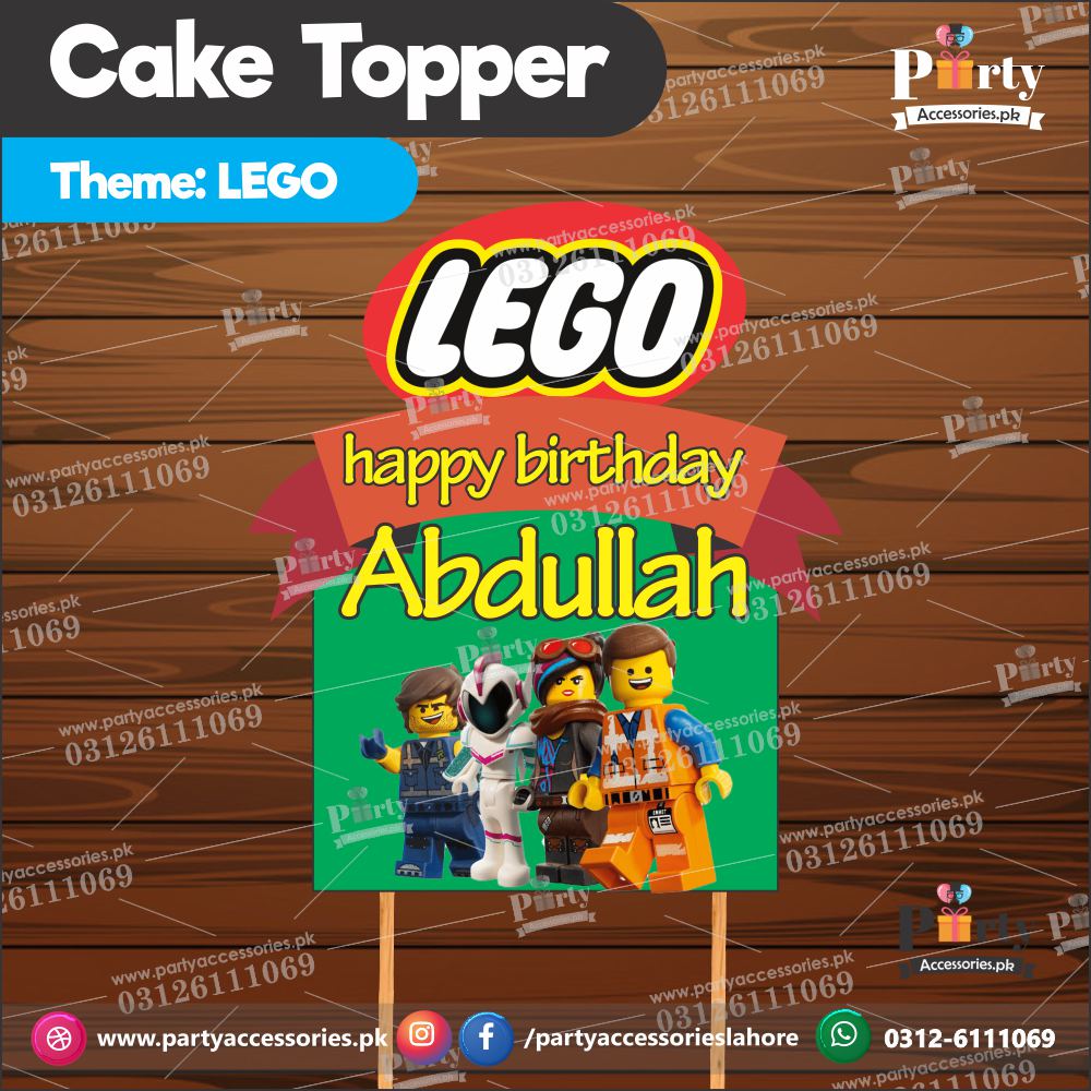 Customized Cake topper in lego theme 