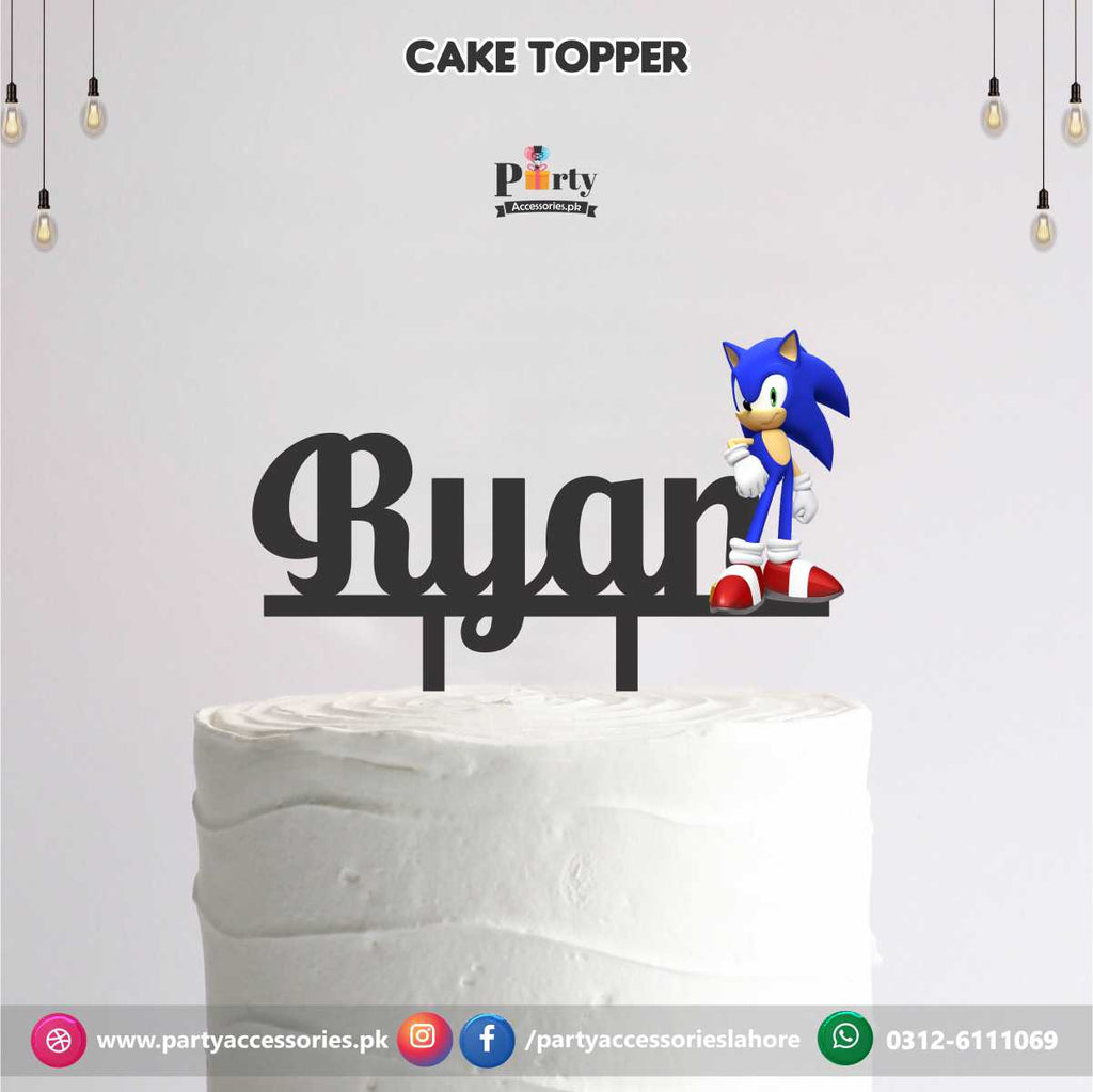 Sonic theme Customized wooden cake topper 