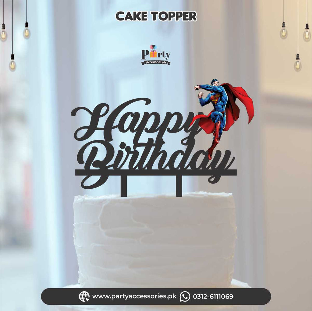 SUPERMAN THEME CUSTOMIZED WOODEN CAKE TOPPER 