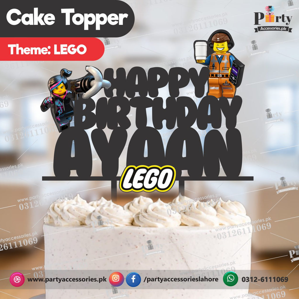 Lego theme Customized wooden cake topper