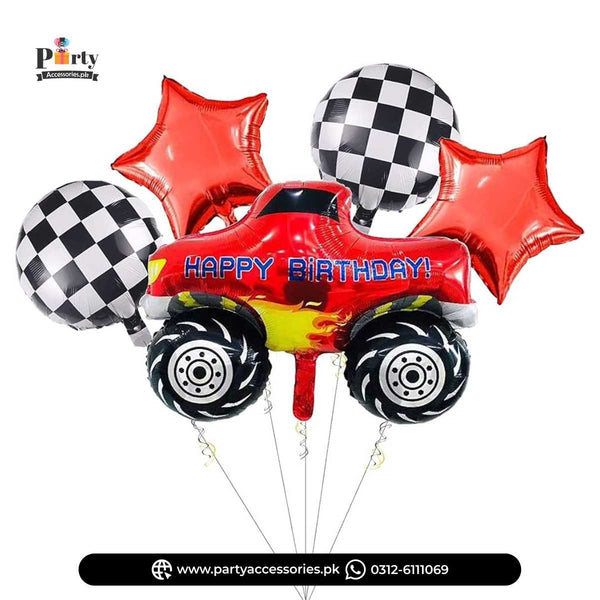 Car Shape Birthday Party Decoration Foil Balloons Set of 5 Pcs