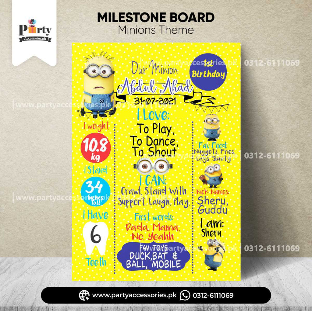 Customized Minion theme Fact board / Milestone Board / Chalkboard 