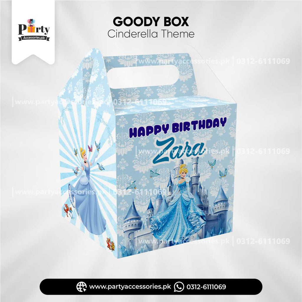 Cinderella Theme Customized Favor / Goody Boxes for Birthday Giveaway (Pack of 6)