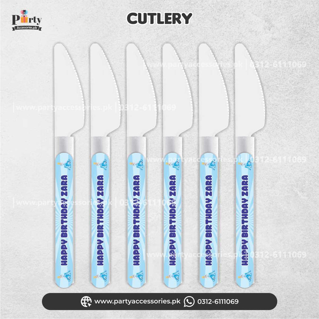 Customized Disposable Knives for Birthday Party Dinner Decoration Cinderella Theme 