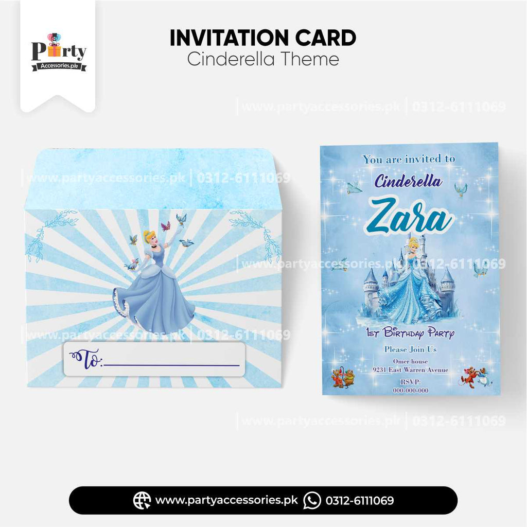 Cinderella Theme Customized Invitations Cards for Birthday Party Invites