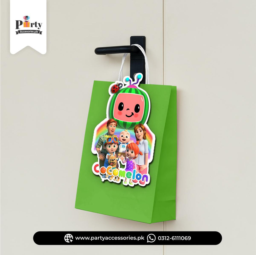 Cocomelon theme birthday party goody bags