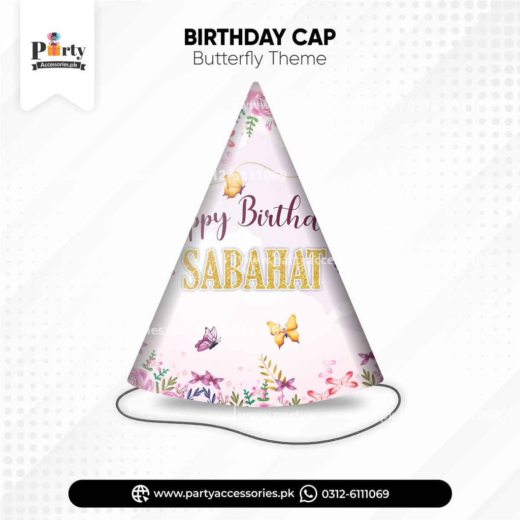 Butterfly Theme cone shape caps for birthday party 