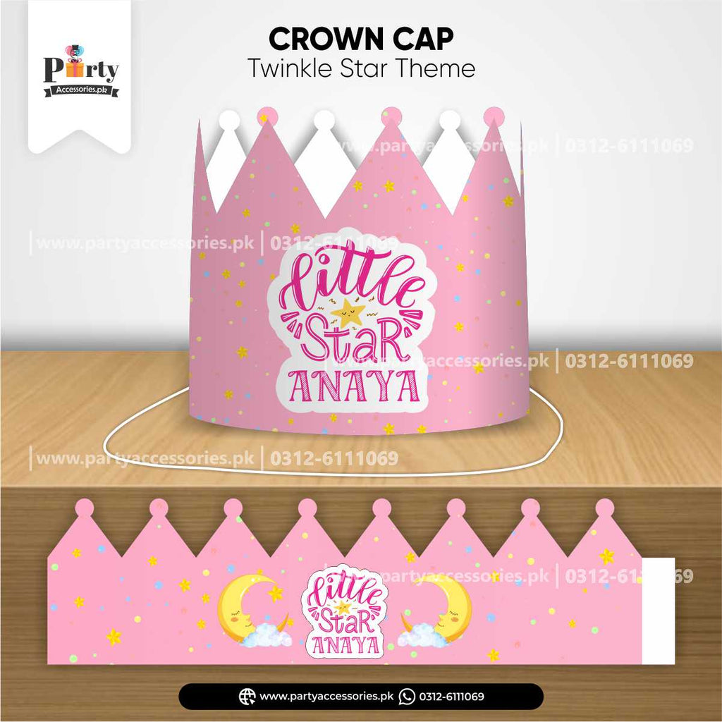 Customized Twinkle Star Girl Theme Birthday Crown Cap