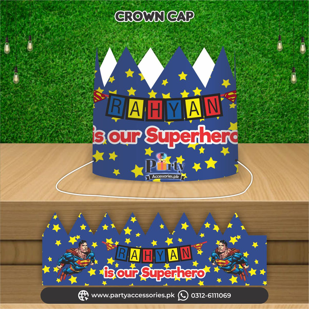 superman theme customized crown cap