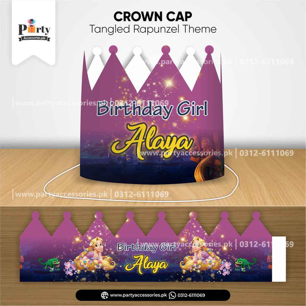 Tangled Rapunzel Theme Customized Birthday Crown Cap 