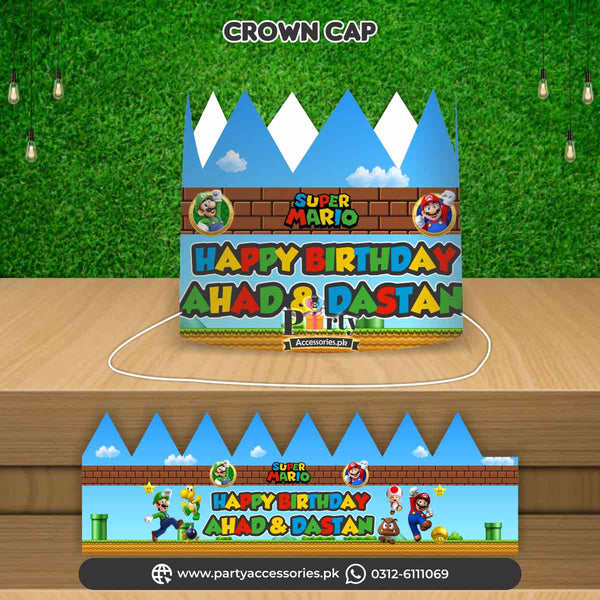 Super Mario theme Crown Cap customized for the birthday boy