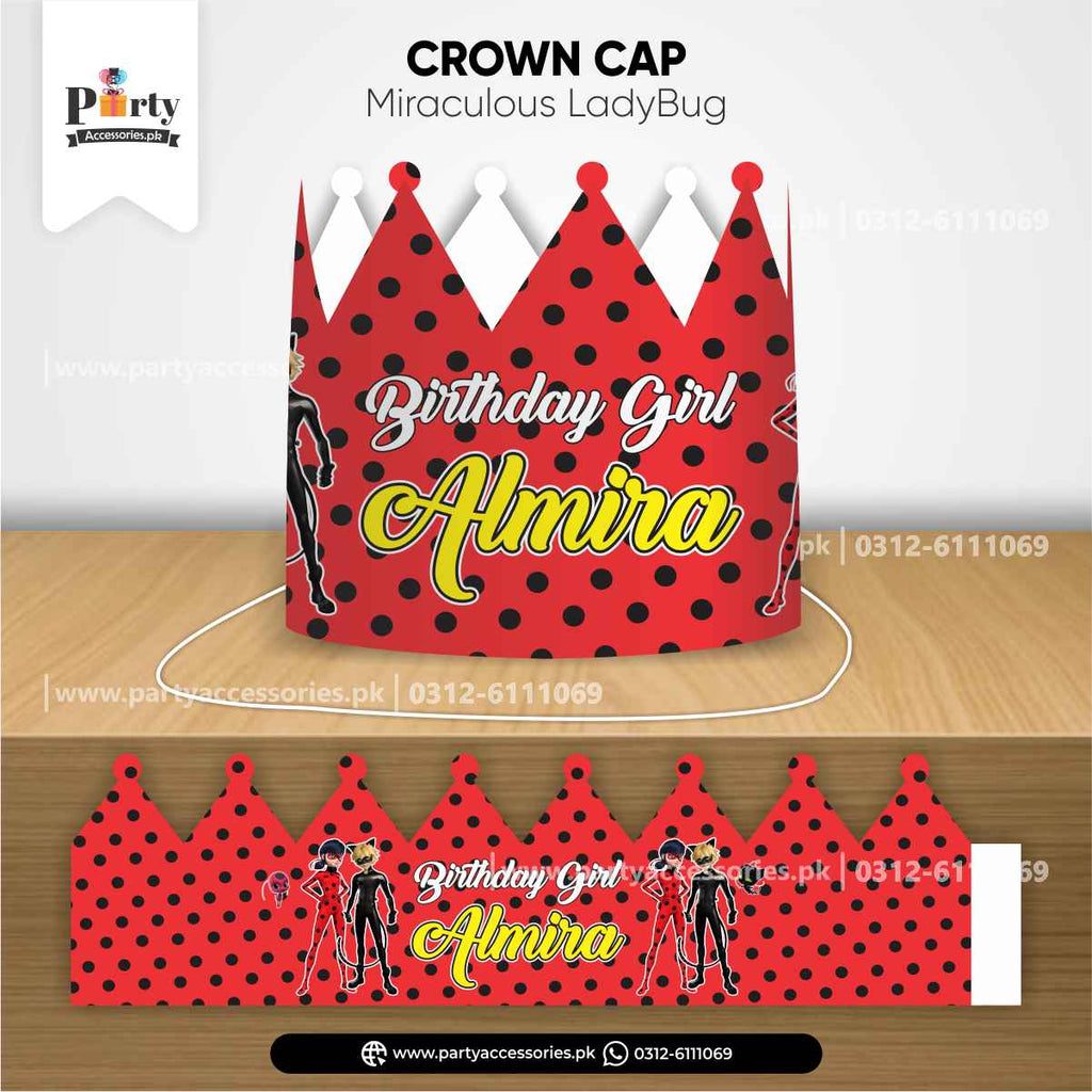 Miraculous ladybug theme customized crown cap 