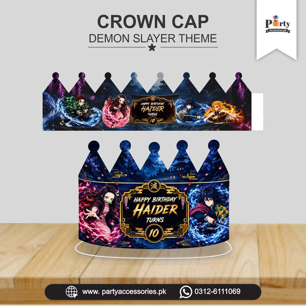 Customized Demon Slayer Crown Cap for Birthday Child