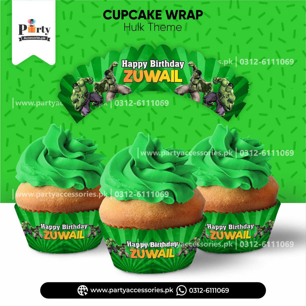 hulk theme customized cupcake wraps 