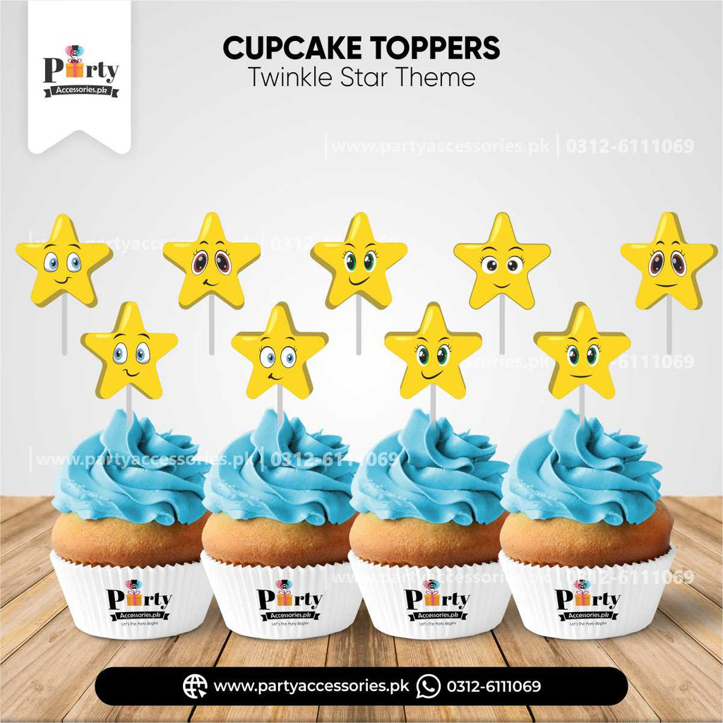 Twinkle Star Theme Cupcake Toppers | Custom Party Decorations ( Pack of 15 )