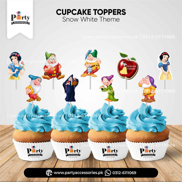 Snow white theme cupcake toppers