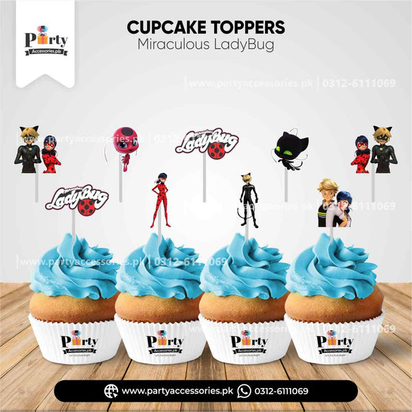 Miraculous ladybug theme cupcake toppers
