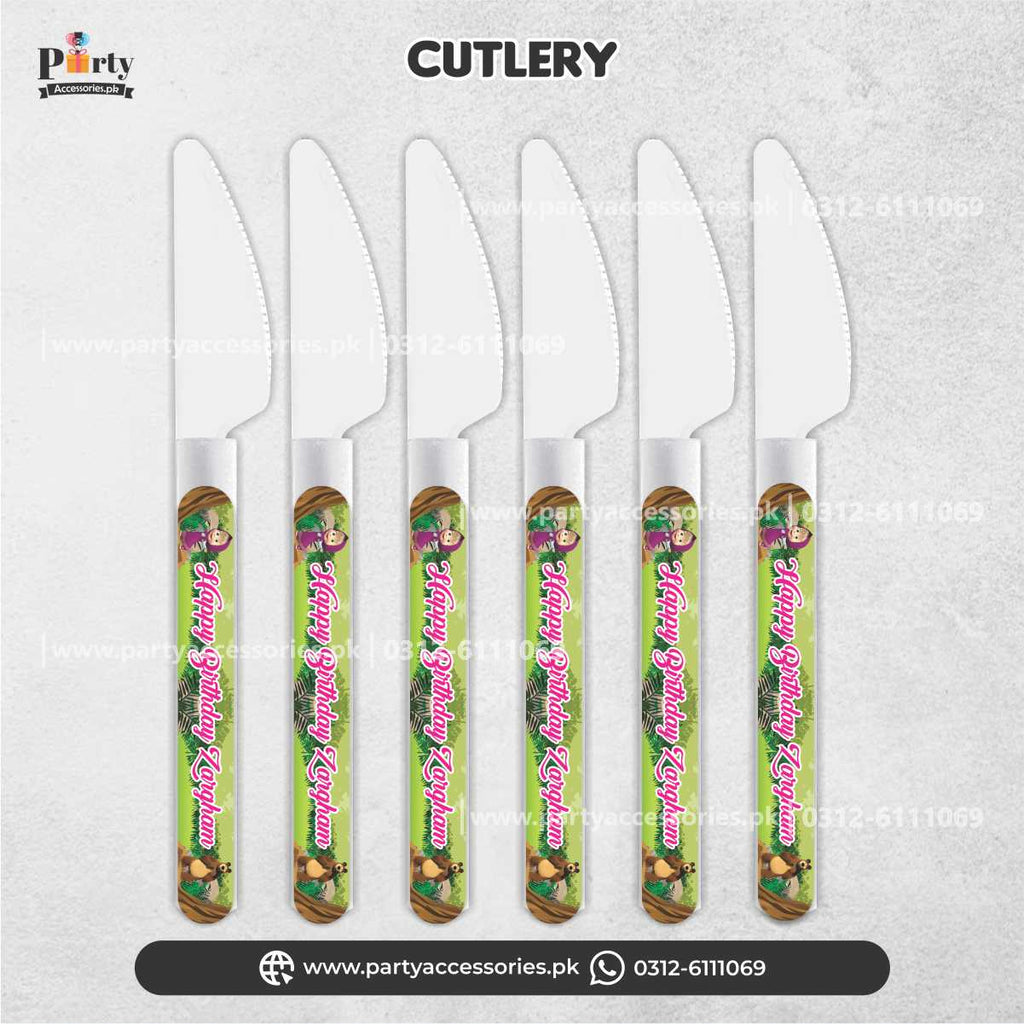 Masha and the Bear theme customized disposable cutlery knife for dining decoration