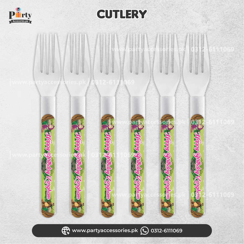 Masha and the Bear theme customized disposible fork for dinner decoration