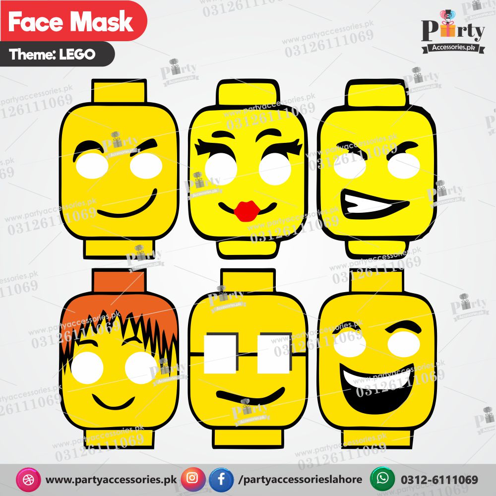 Lego theme face masks Pack of 6