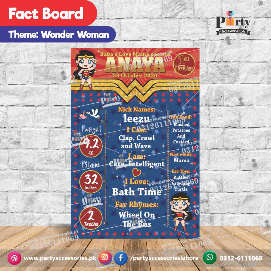 wonder woman theme birthday customized fact board 